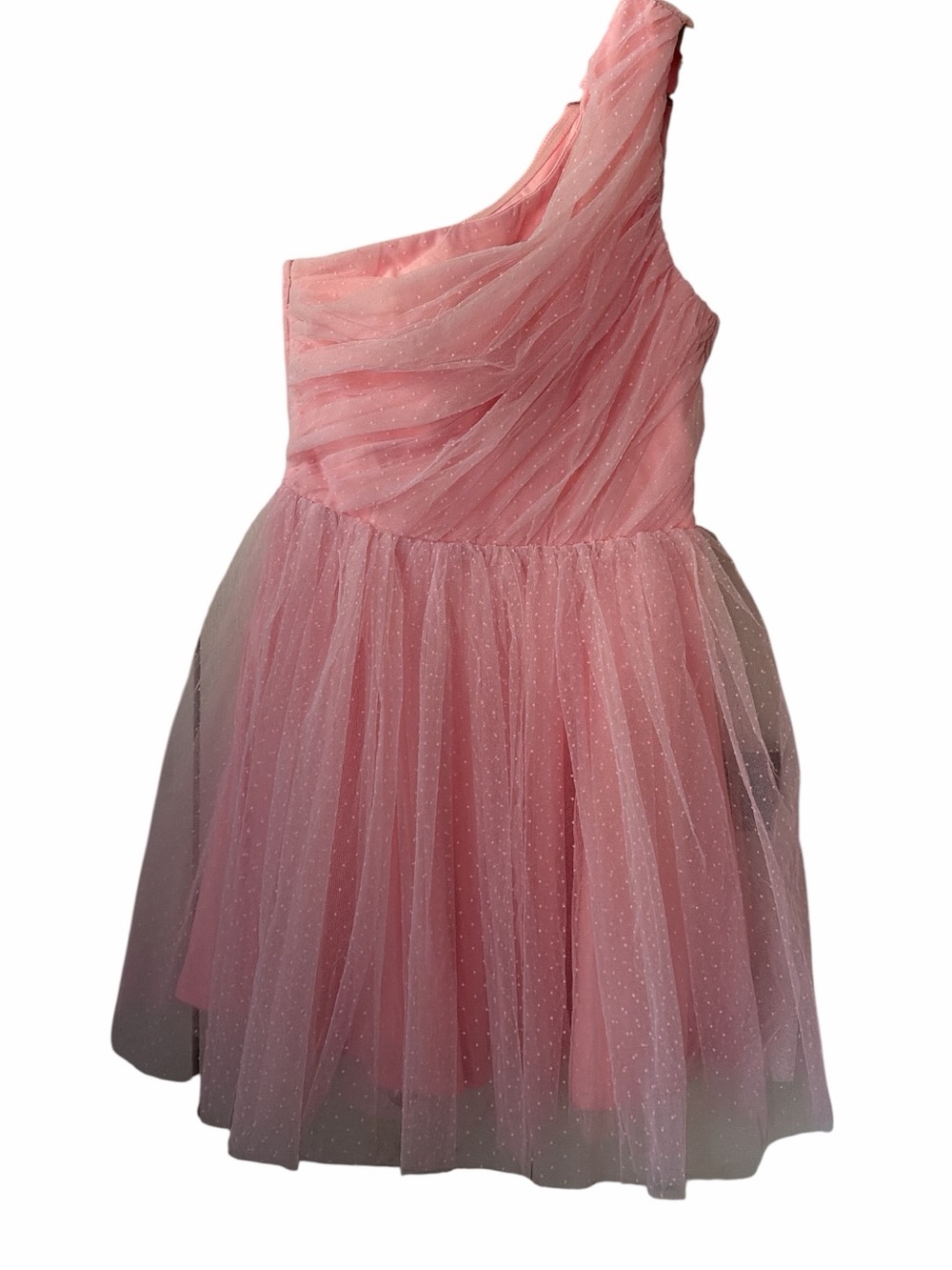 Lulus Homecoming One Shoulder Mini Dress Light Pink Swiss Dot Women’s Small NWT - Picture 3 of 8